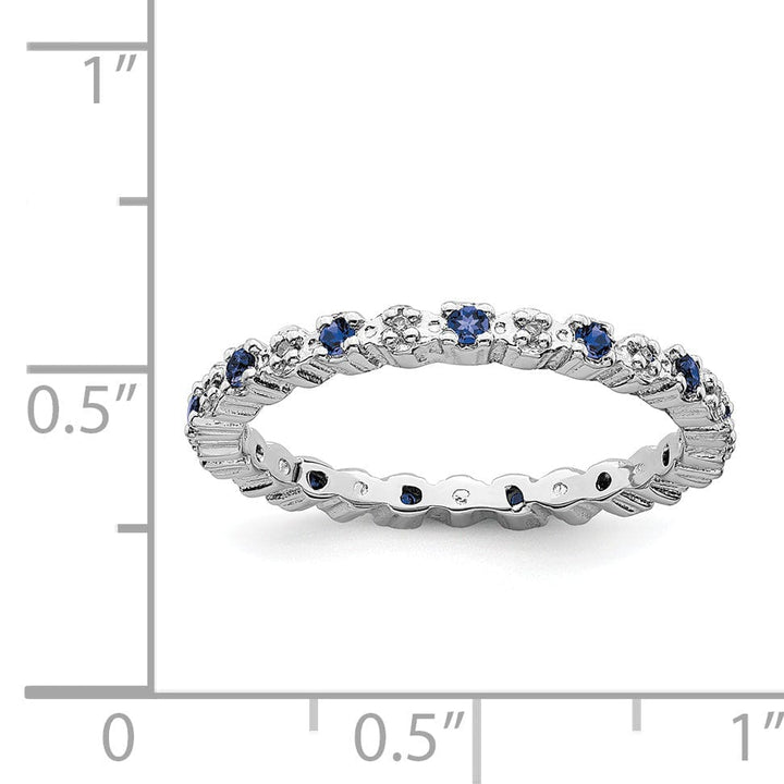 Stackable Expressions Ring Sterling Silver Created Sapphire Diamond Ring