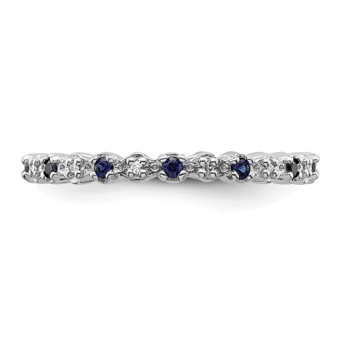Stackable Expressions Ring Sterling Silver Created Sapphire Diamond Ring