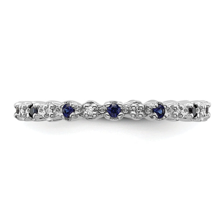Stackable Expressions Ring Sterling Silver Created Sapphire Diamond Ring