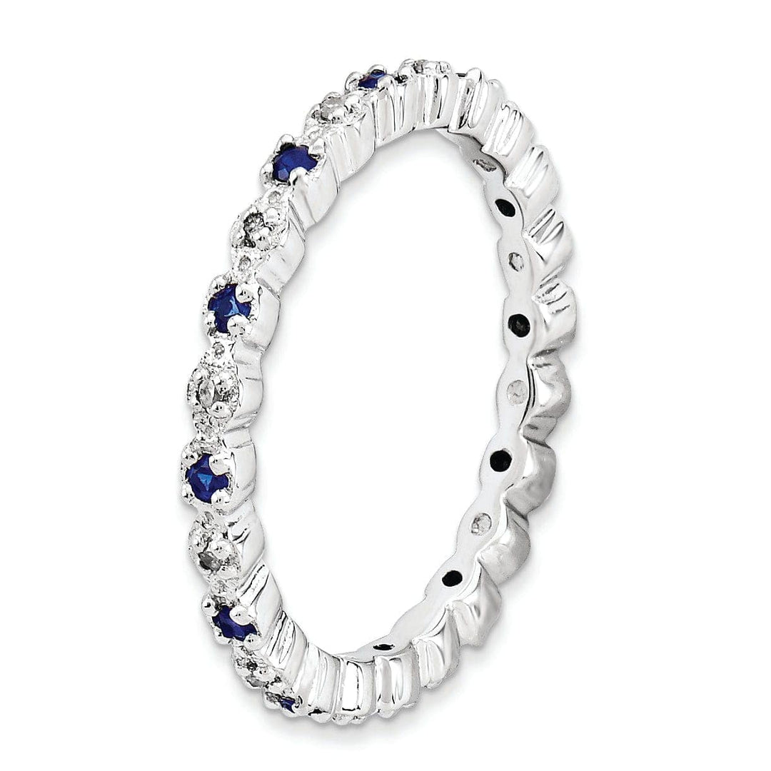 Stackable Expressions Ring Sterling Silver Created Sapphire Diamond Ring