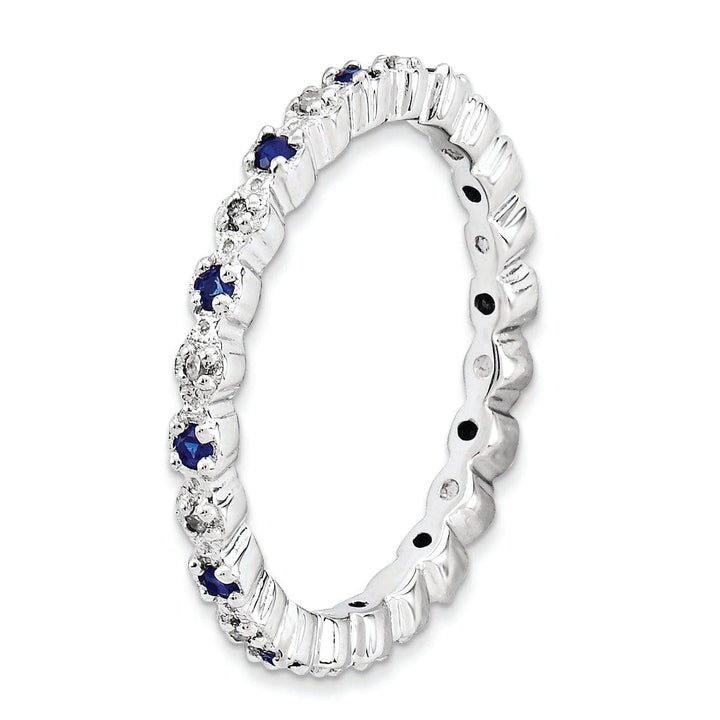 Stackable Expressions Ring Sterling Silver Created Sapphire Diamond Ring