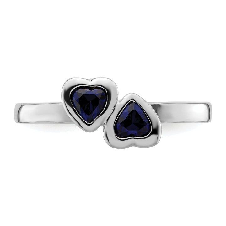 Stackable Expressions Ring Sterling Silver Created Sapphire Double Heart Ring