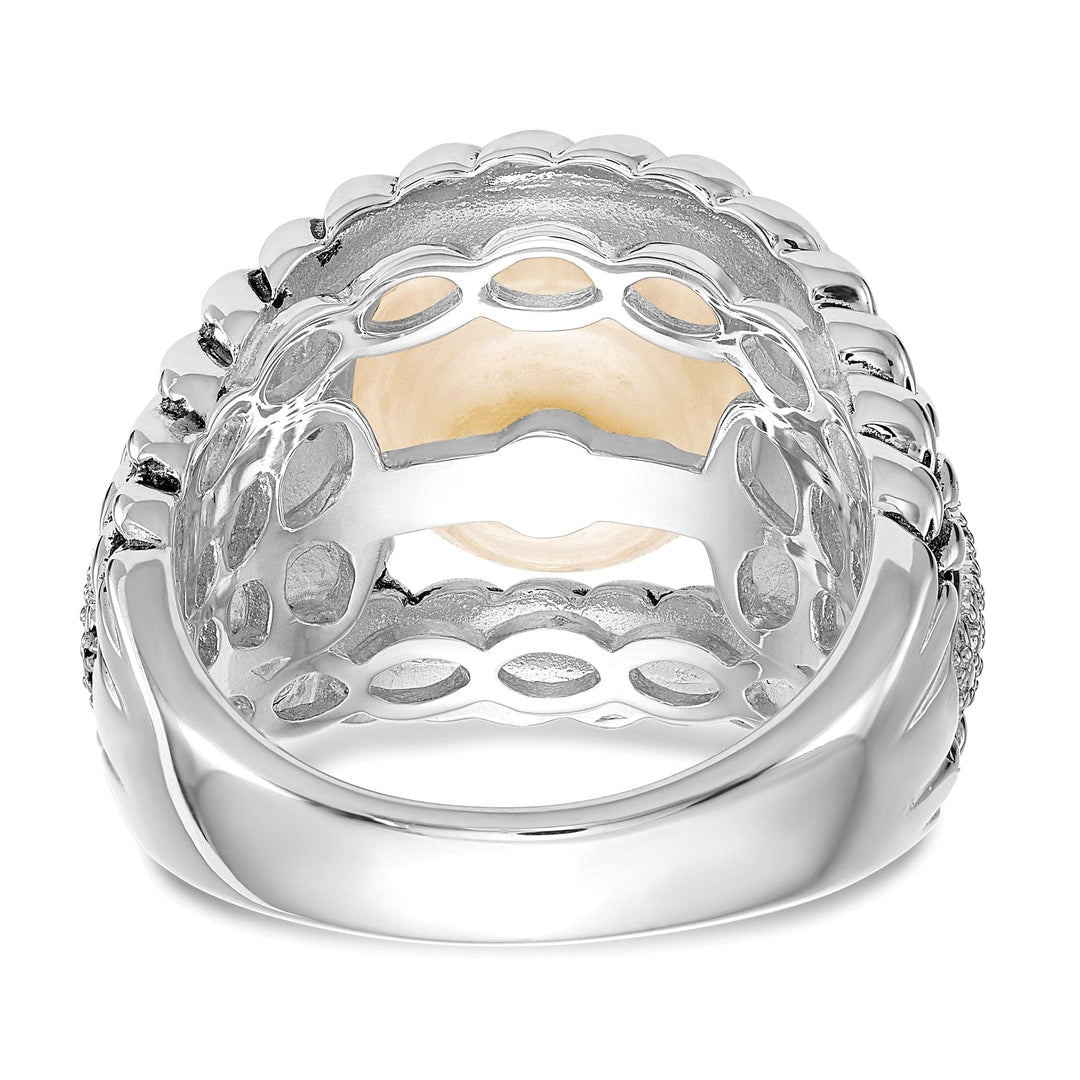 Shey Couture Ring Sterling Silver Cultured Pearl Diamond Ring