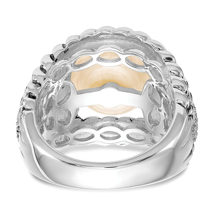 Shey Couture Ring Sterling Silver Cultured Pearl Diamond Ring