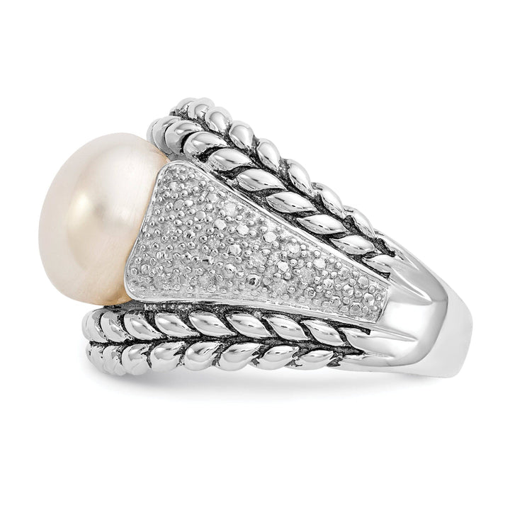 Shey Couture Ring Sterling Silver Cultured Pearl Diamond Ring