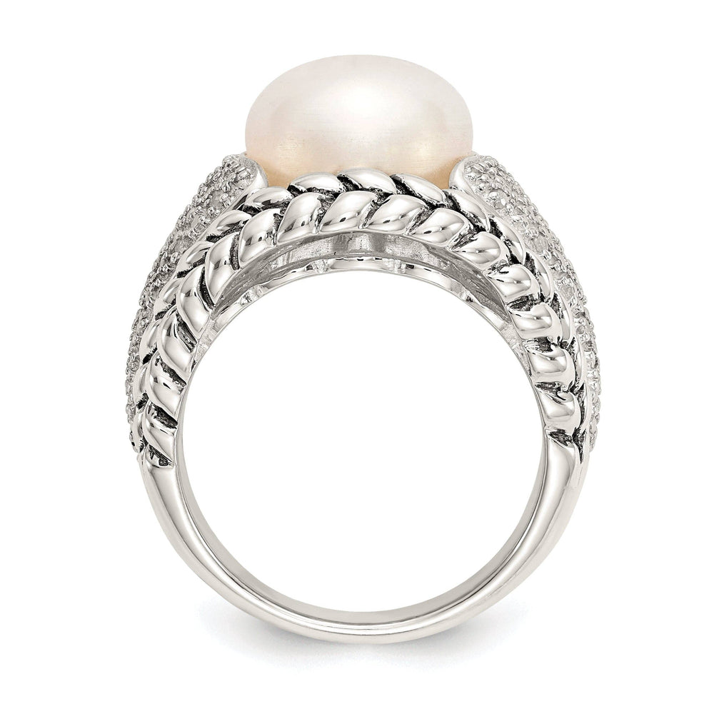 Shey Couture Ring Sterling Silver Cultured Pearl Diamond Ring