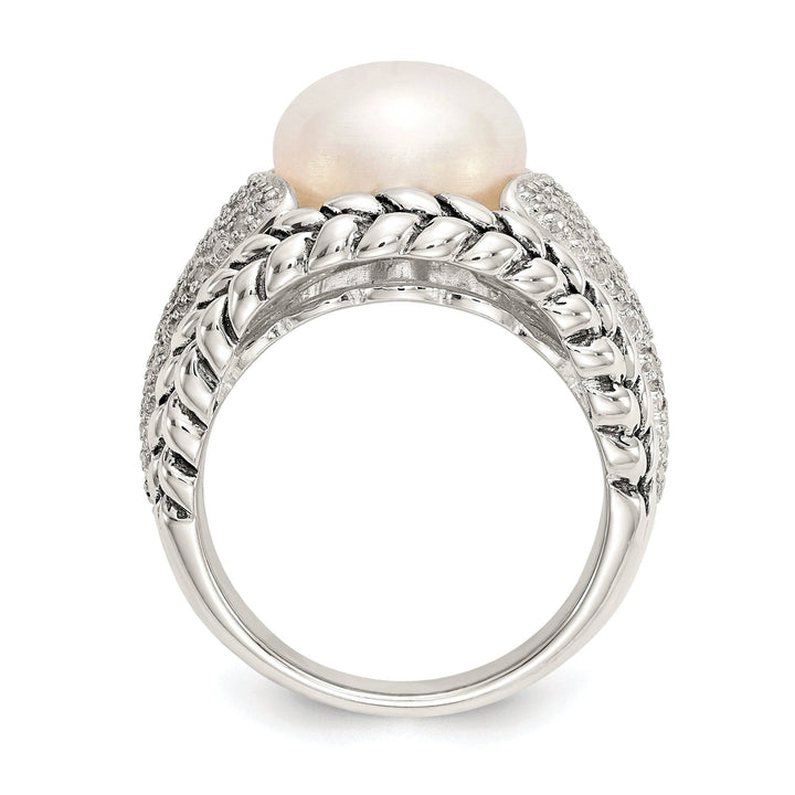 Shey Couture Ring Sterling Silver Cultured Pearl Diamond Ring