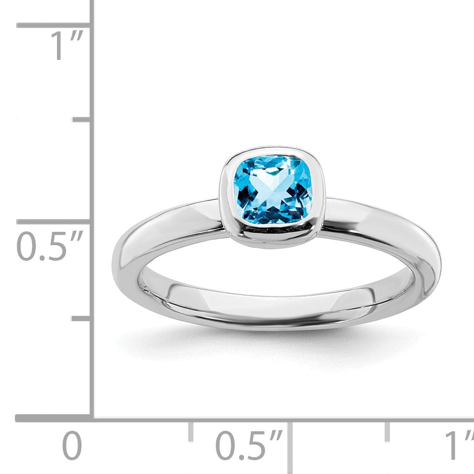 Stackable Expressions Ring Sterling Silver Cushion Cut Blue Topaz Ring