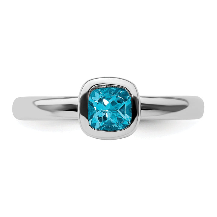 Stackable Expressions Ring Sterling Silver Cushion Cut Blue Topaz Ring