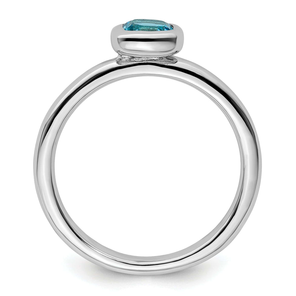 Stackable Expressions Ring Sterling Silver Cushion Cut Blue Topaz Ring