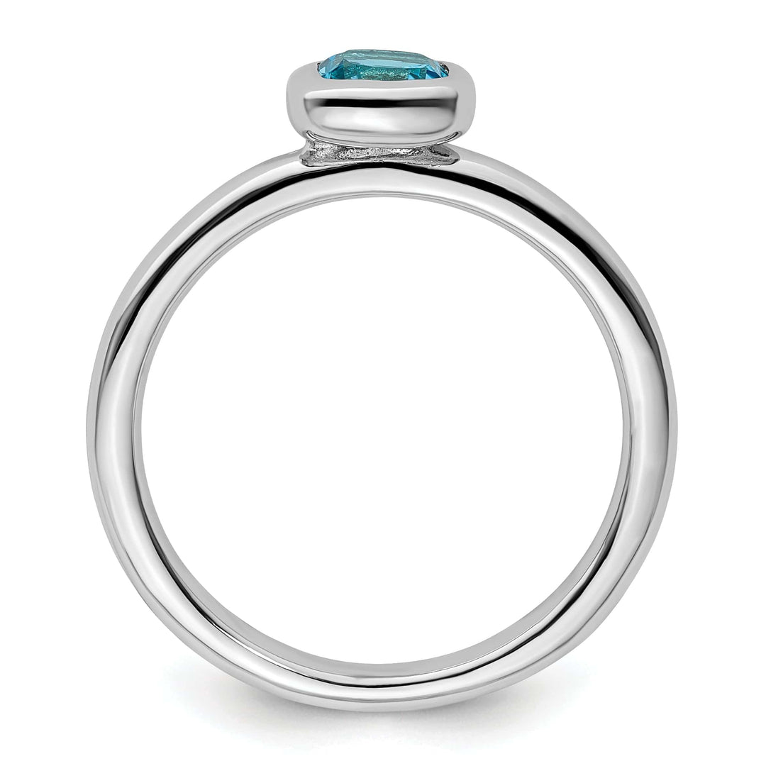 Stackable Expressions Ring Sterling Silver Cushion Cut Blue Topaz Ring