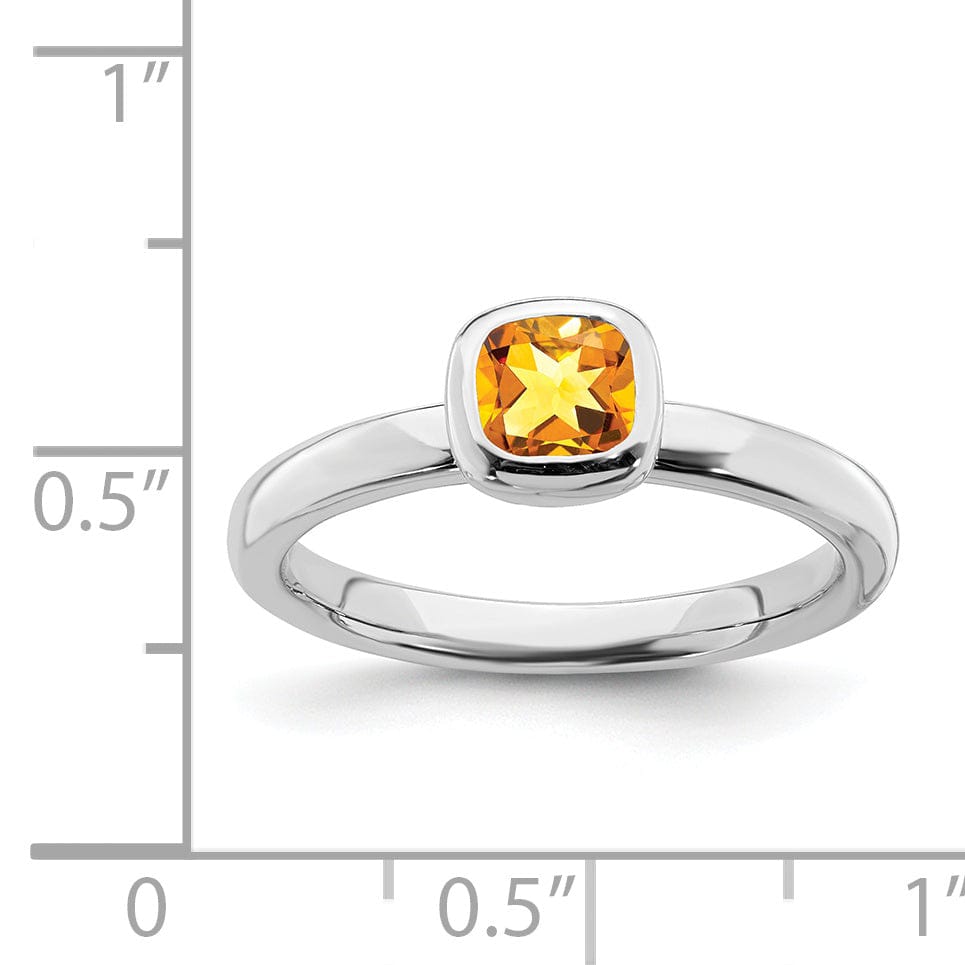 Stackable Expressions Ring Sterling Silver Cushion Cut Citrine Ring