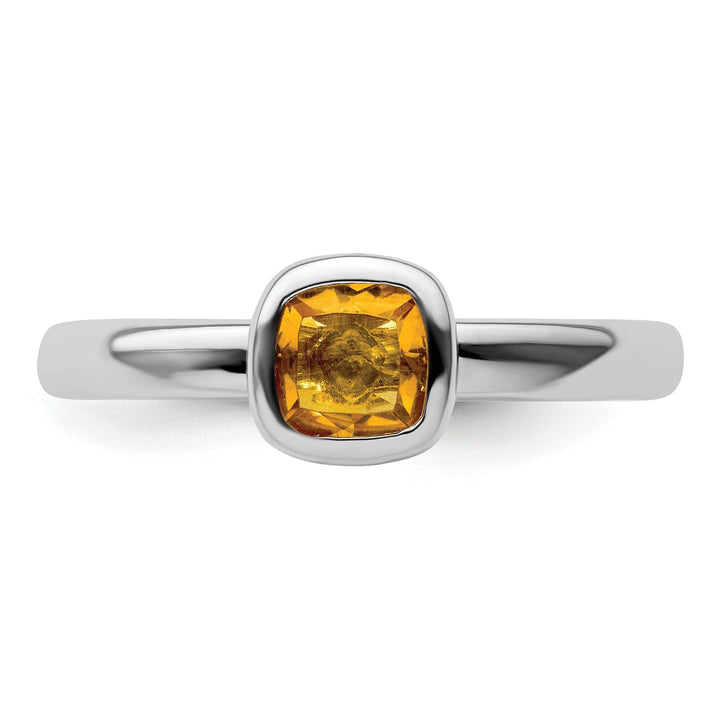 Stackable Expressions Ring Sterling Silver Cushion Cut Citrine Ring