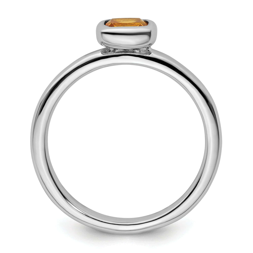 Stackable Expressions Ring Sterling Silver Cushion Cut Citrine Ring