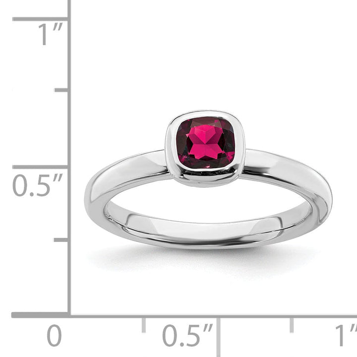 Stackable Expressions Ring Sterling Silver Cushion Cut Created Ruby Ring