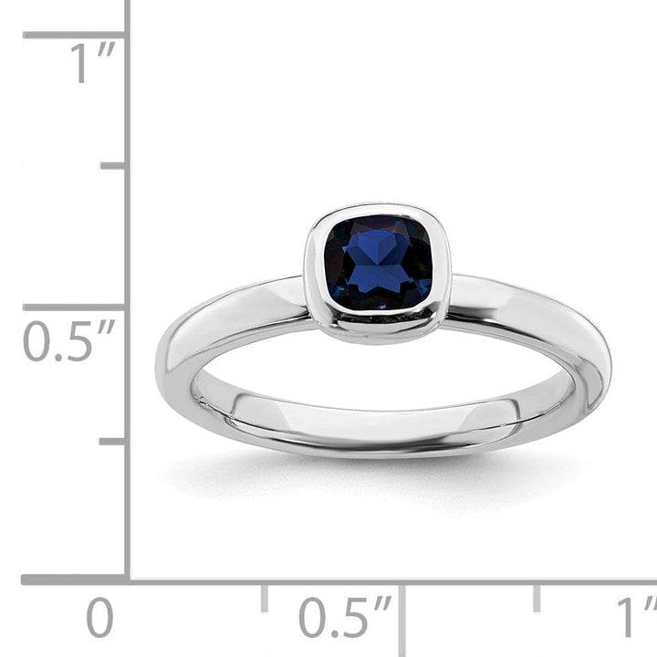 Stackable Expressions Ring Sterling Silver Cushion Cut Created Sapphire Ring