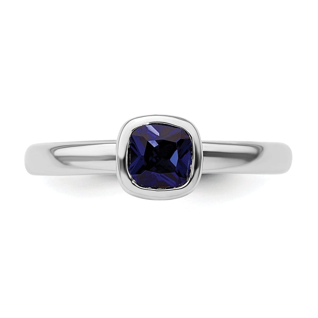 Stackable Expressions Ring Sterling Silver Cushion Cut Created Sapphire Ring