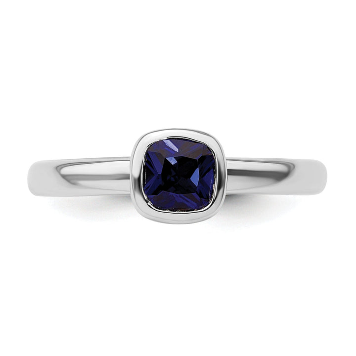 Stackable Expressions Ring Sterling Silver Cushion Cut Created Sapphire Ring