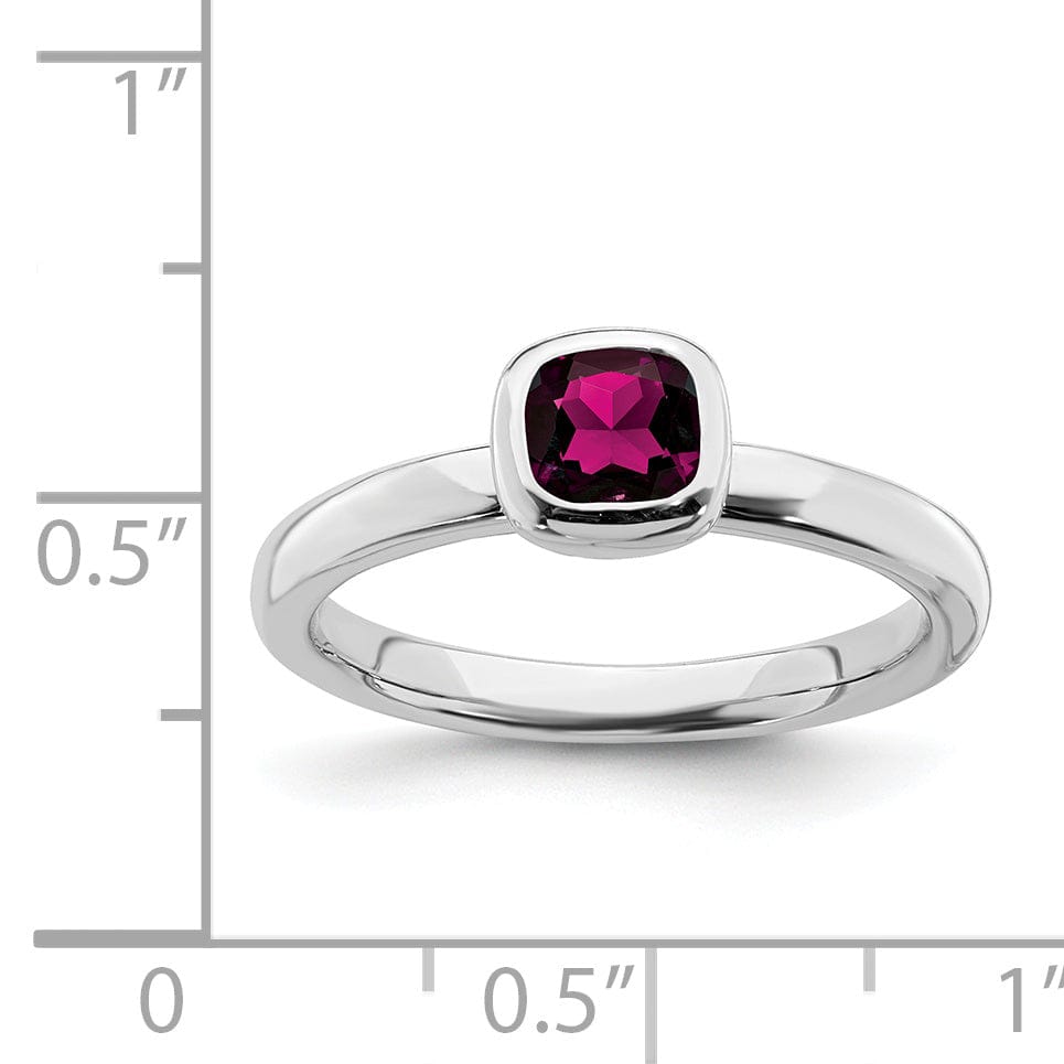 Stackable Expressions Ring Sterling Silver Cushion Cut Rhodolite Garnet Ring