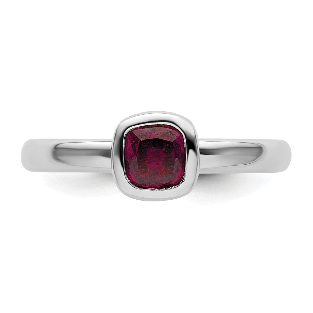 Stackable Expressions Ring Sterling Silver Cushion Cut Rhodolite Garnet Ring