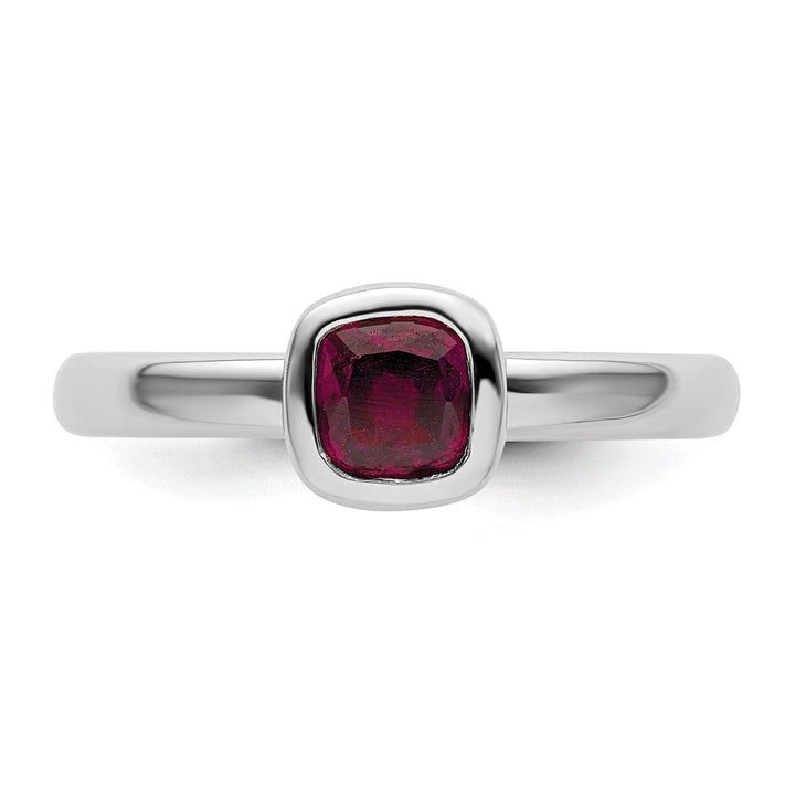 Stackable Expressions Ring Sterling Silver Cushion Cut Rhodolite Garnet Ring