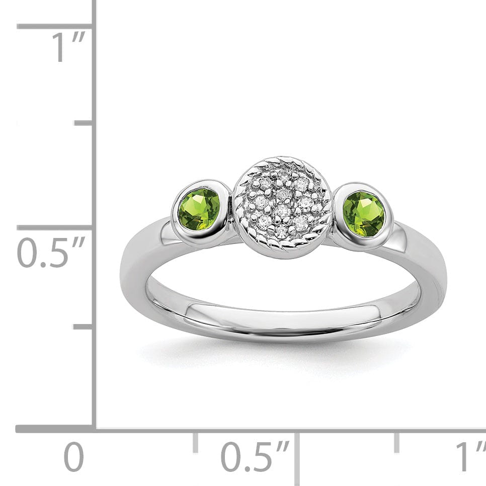 Stackable Expressions Ring Sterling Silver Double Peridot Diamond Ring
