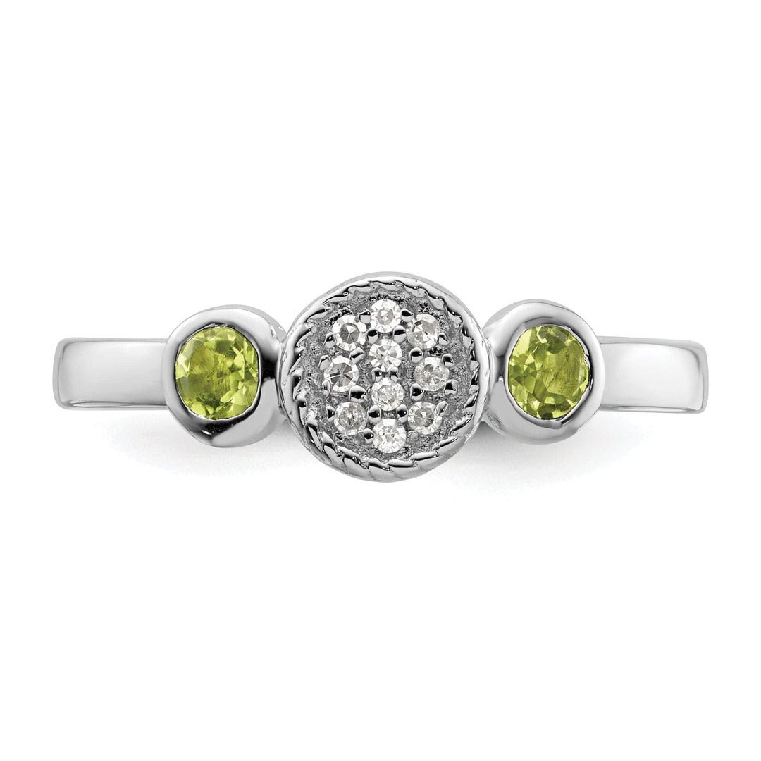 Stackable Expressions Ring Sterling Silver Double Peridot Diamond Ring