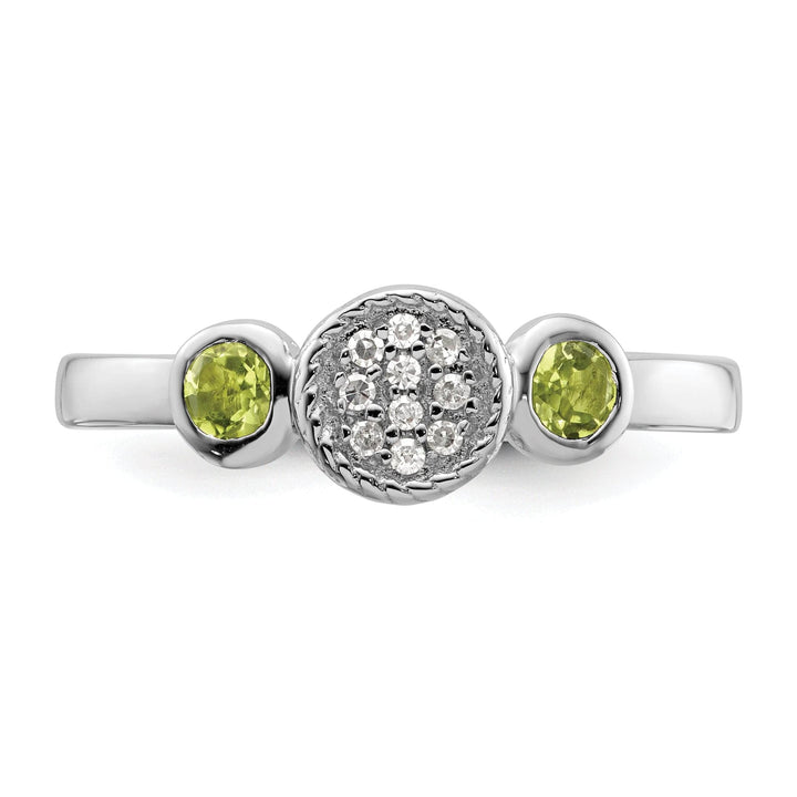 Stackable Expressions Ring Sterling Silver Double Peridot Diamond Ring
