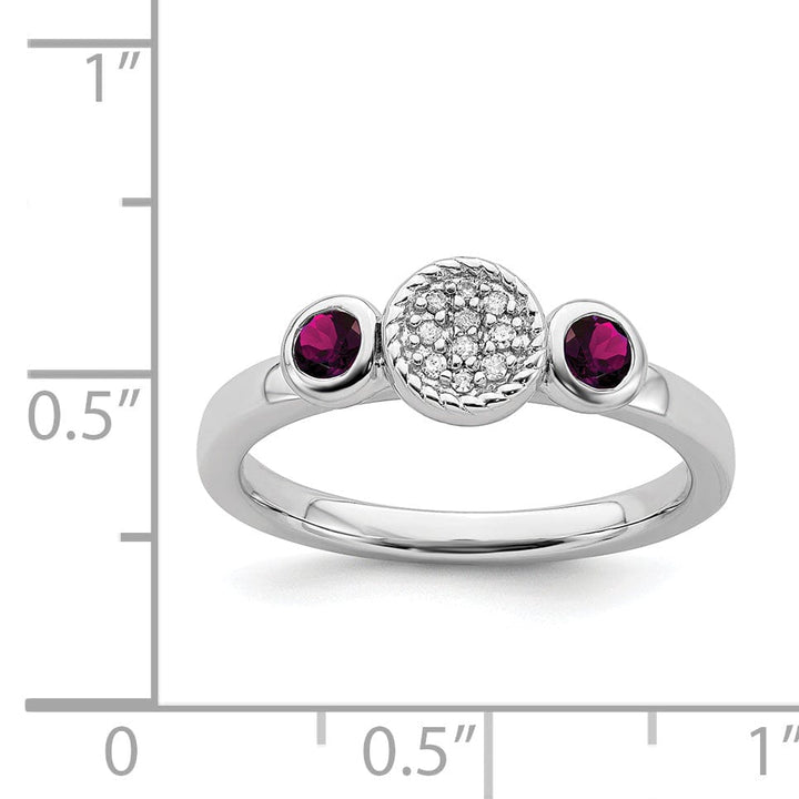 Stackable Expressions Ring Sterling Silver Double Round Garnet Diamond Ring