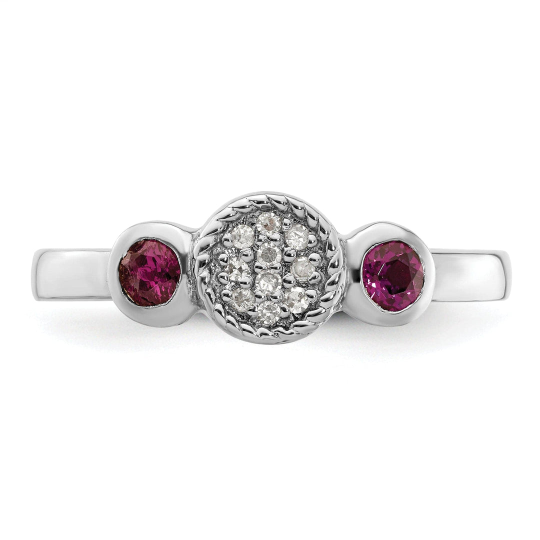 Stackable Expressions Ring Sterling Silver Double Round Garnet Diamond Ring