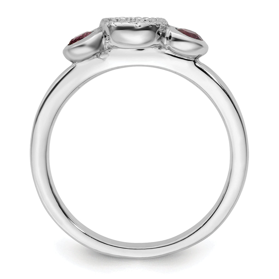 Stackable Expressions Ring Sterling Silver Double Round Garnet Diamond Ring