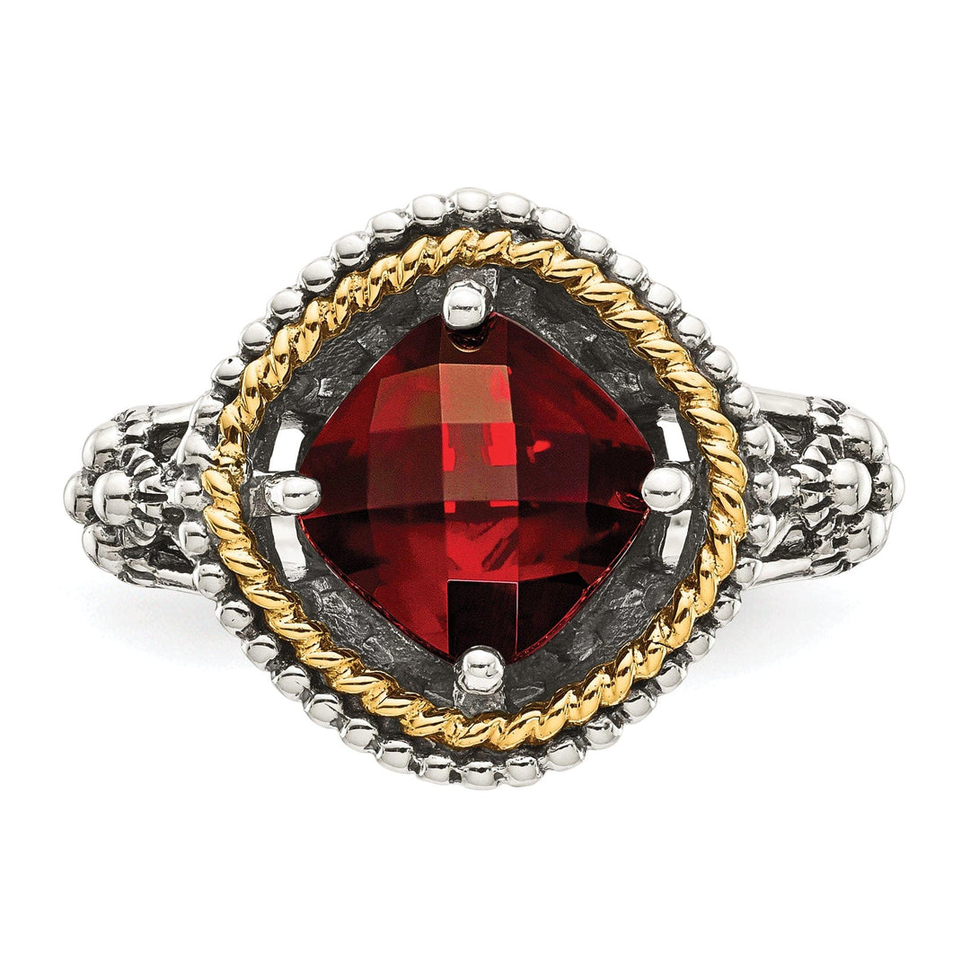 Shey Couture Ring Sterling Silver Gold 2.38 Carat Garnet Ring