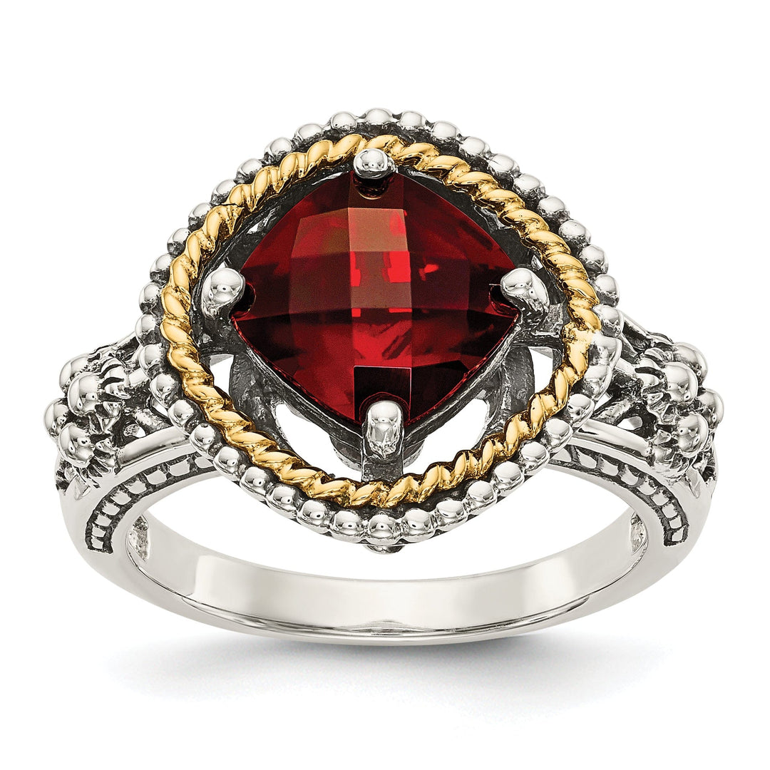 Shey Couture Ring Sterling Silver Gold 2.38 Carat Garnet Ring