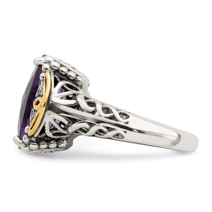 Shey Couture Ring Sterling Silver Gold Amethyst Ring