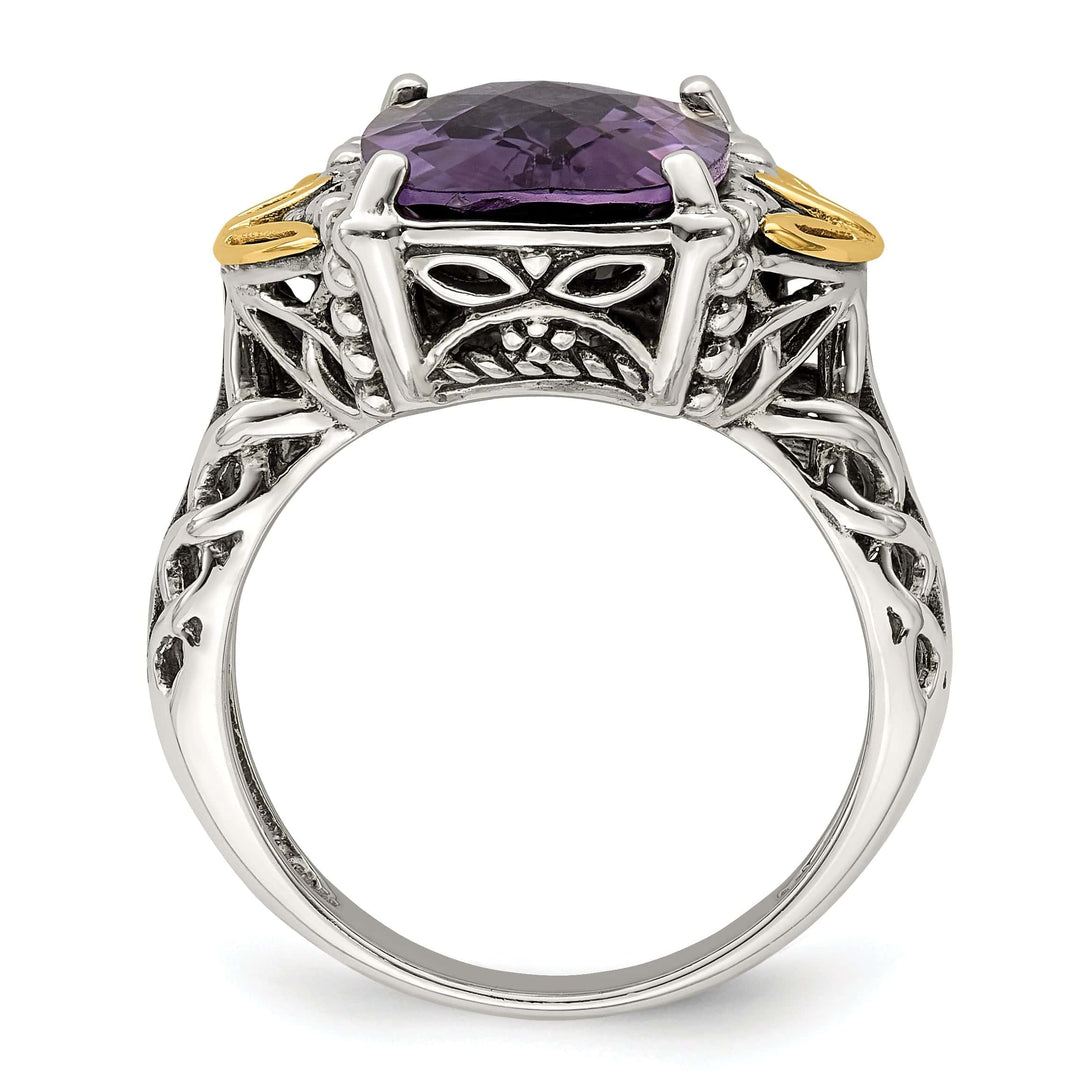 Shey Couture Ring Sterling Silver Gold Amethyst Ring
