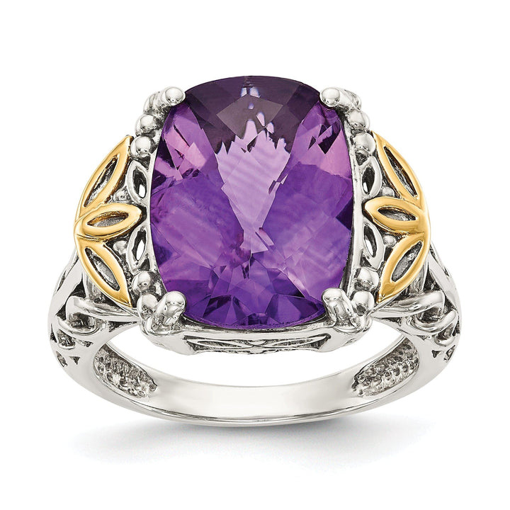 Shey Couture Ring Sterling Silver Gold Amethyst Ring
