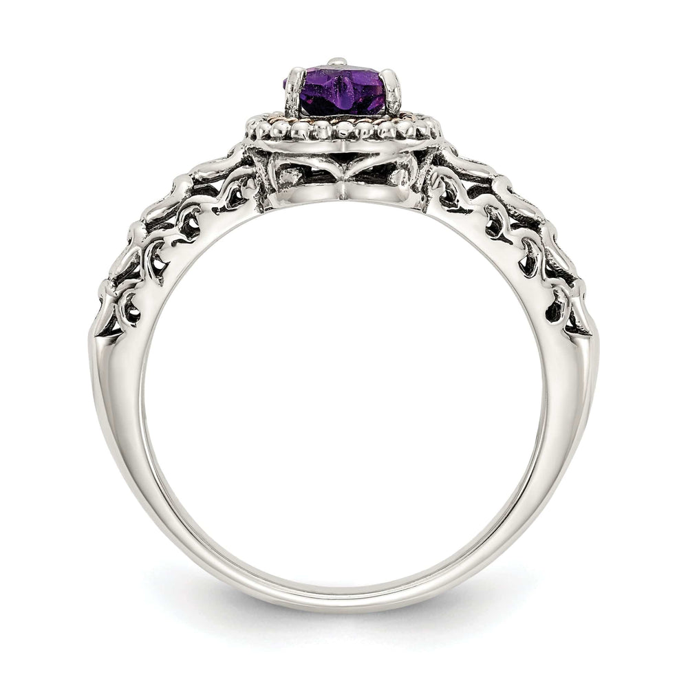 Shey Couture Ring Sterling Silver Gold Amethyst Ring