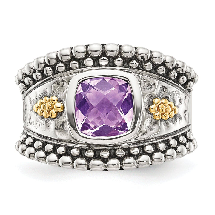 Shey Couture Ring Sterling Silver Gold Amethyst Ring