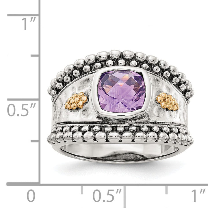 Shey Couture Ring Sterling Silver Gold Amethyst Ring