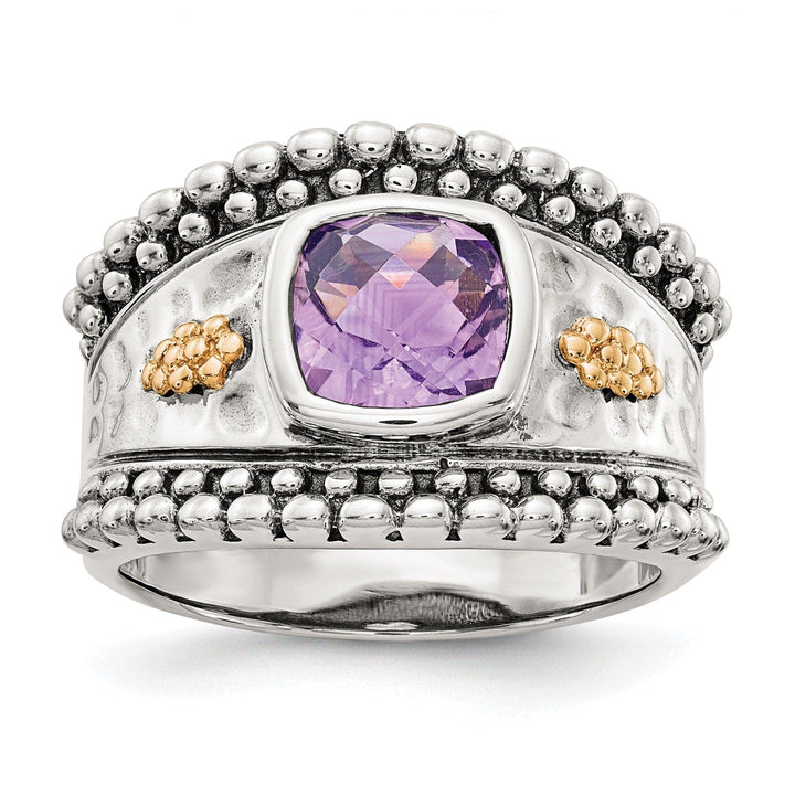 Shey Couture Ring Sterling Silver Gold Amethyst Ring