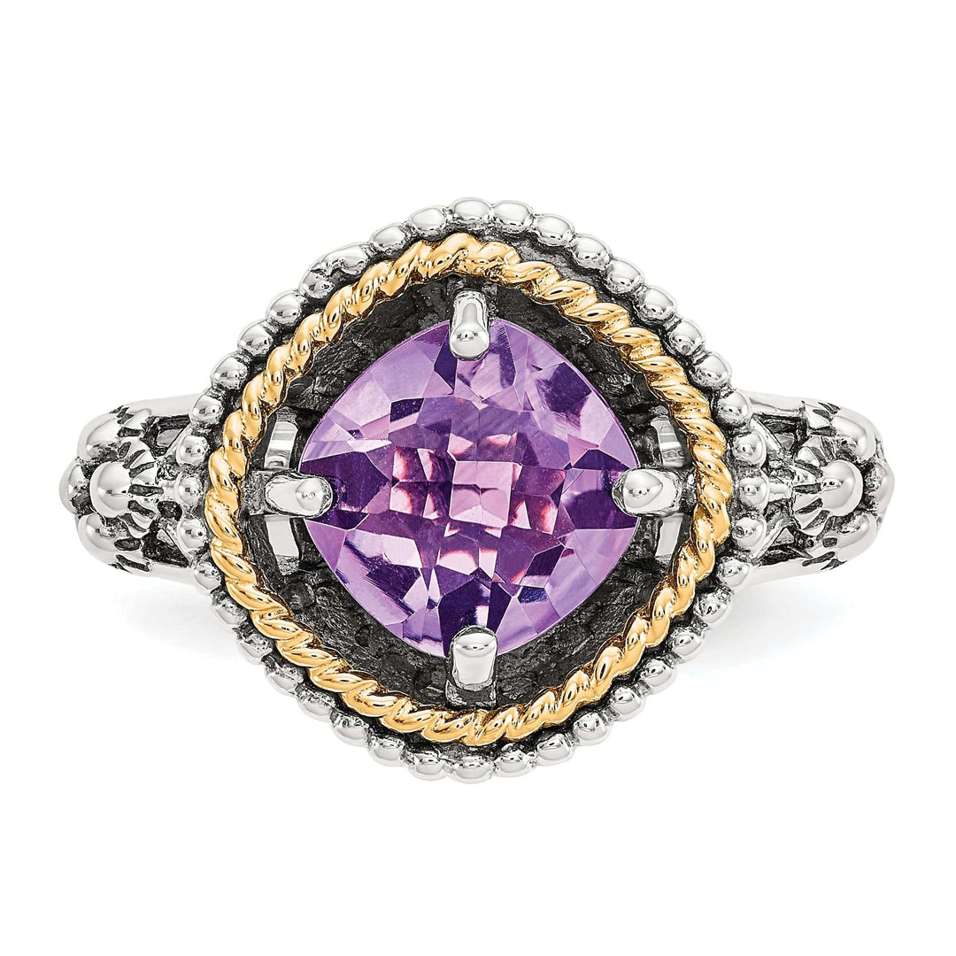 Shey Couture Ring Sterling Silver Gold Amethyst Ring