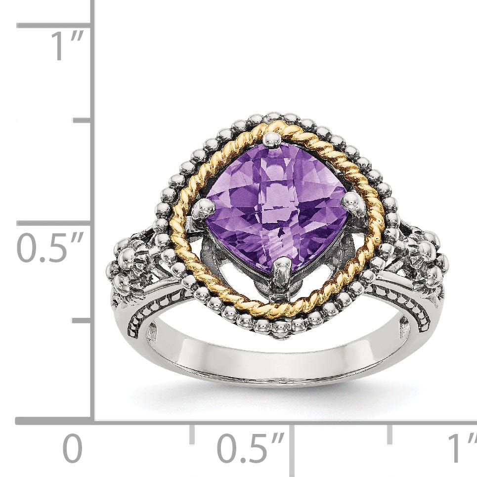 Shey Couture Ring Sterling Silver Gold Amethyst Ring