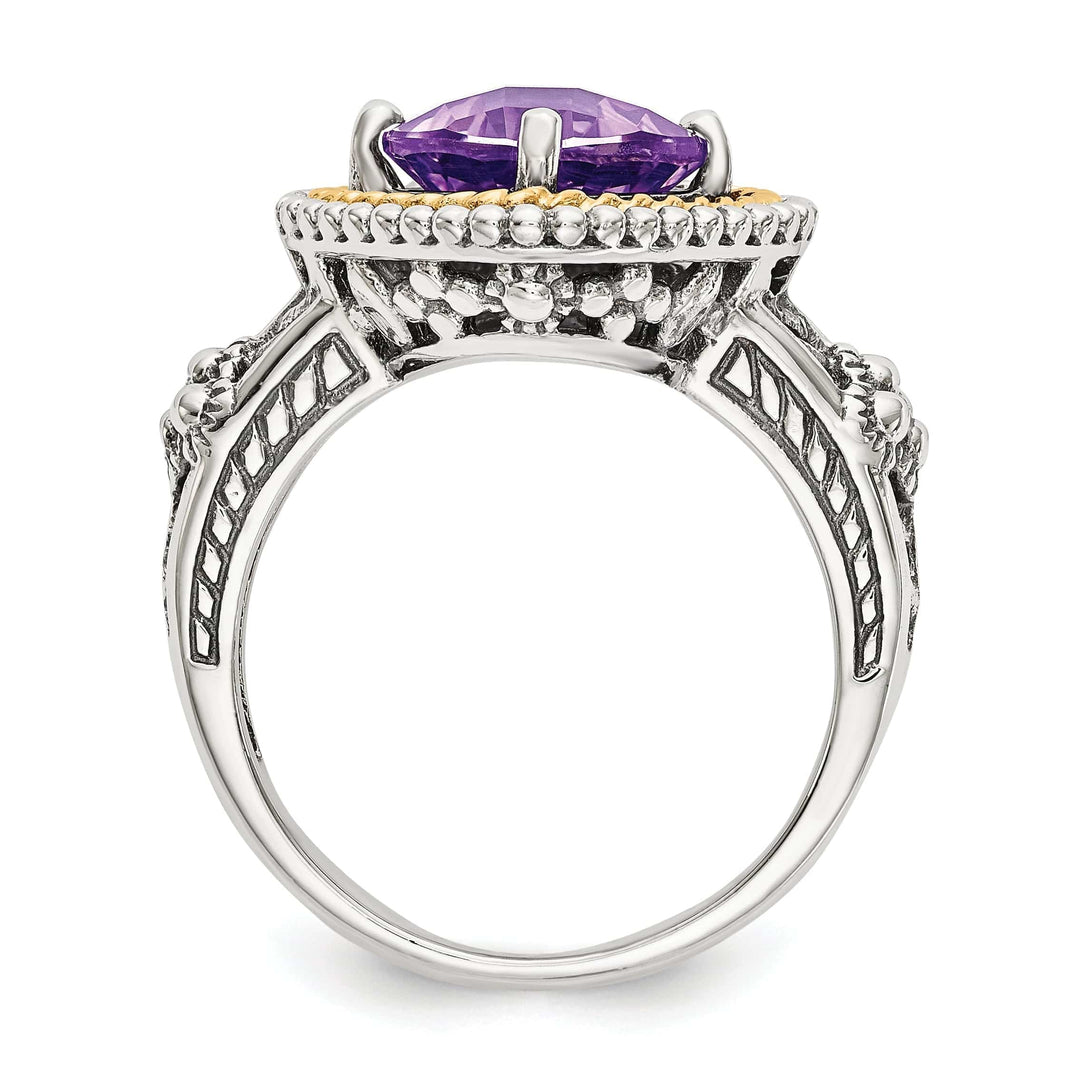 Shey Couture Ring Sterling Silver Gold Amethyst Ring