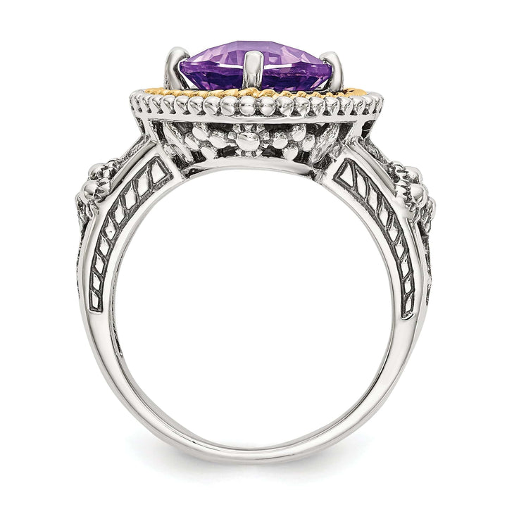 Shey Couture Ring Sterling Silver Gold Amethyst Ring