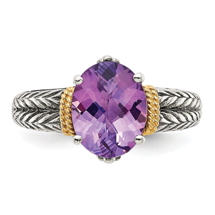 Shey Couture Ring Sterling Silver Gold Amethyst Ring