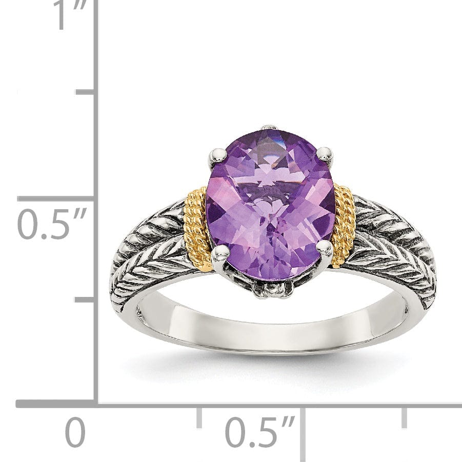 Shey Couture Ring Sterling Silver Gold Amethyst Ring
