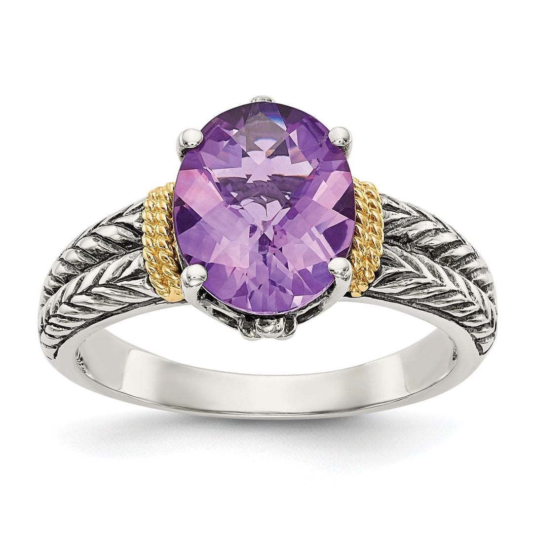 Shey Couture Ring Sterling Silver Gold Amethyst Ring
