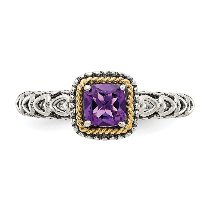 Shey Couture Ring Sterling Silver Gold Amethyst Ring