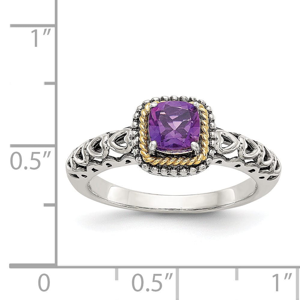 Shey Couture Ring Sterling Silver Gold Amethyst Ring