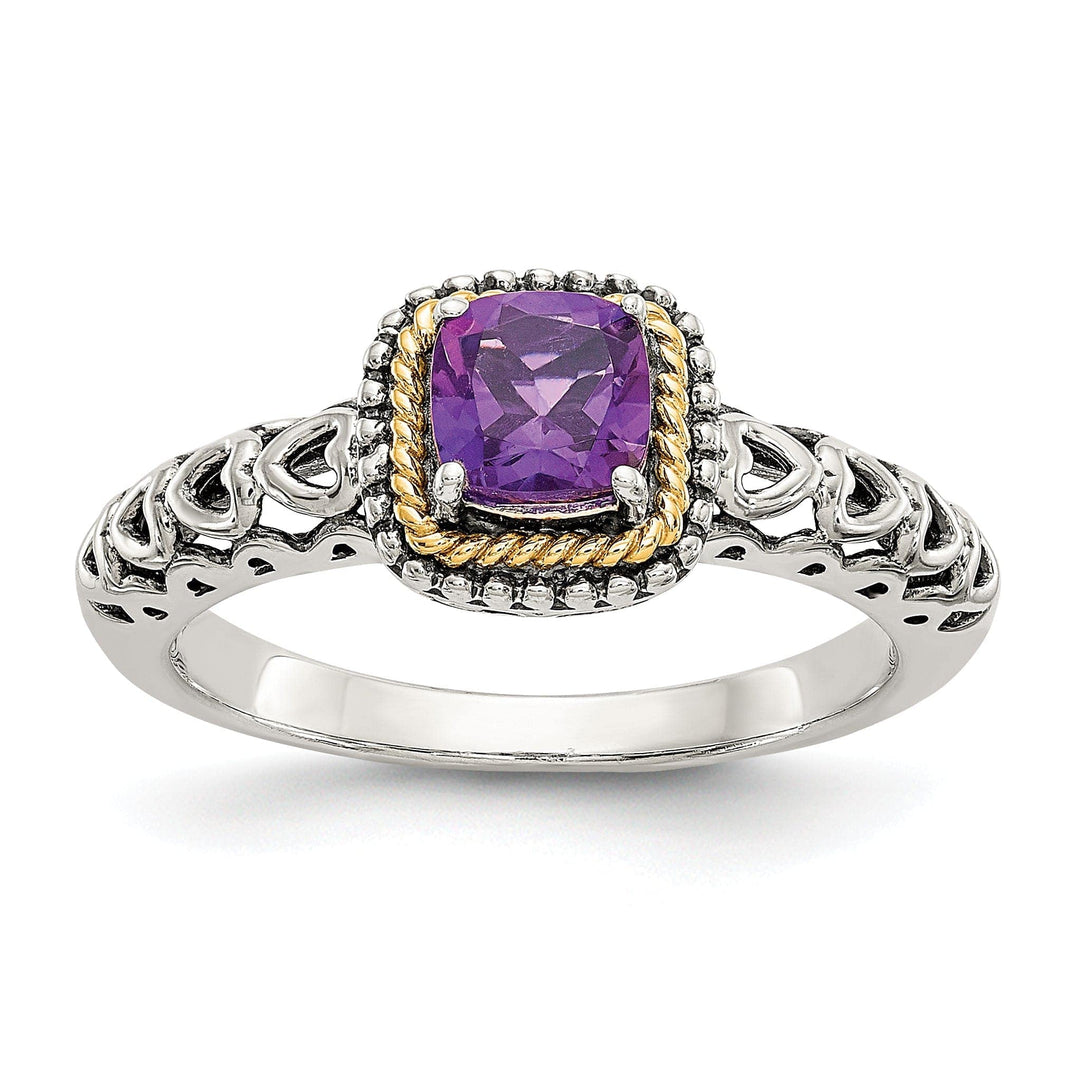 Shey Couture Ring Sterling Silver Gold Amethyst Ring